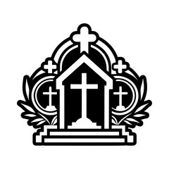 Catholic cemetery icon in solid style