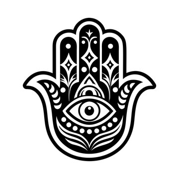 A solid style icon of hamsa hand symbol