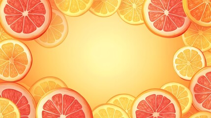 Vibrant Grapefruit and Orange Slices Frame Background