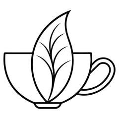 A stylized tea leaf logo in minimalist line art, with bold outlines and a subtle abstract touch to convey natural essence and simplicity.

