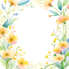 Obraz premium Rapeseed Yellow lively spring Flower Watercolor Frame