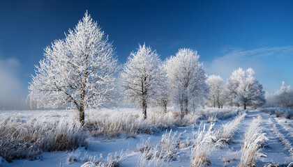 Obraz premium winter trees covered with frost