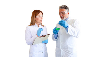 Scientist and his young colleague talking about their research	