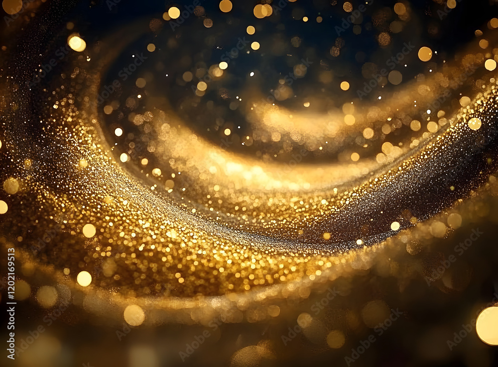 Canvas Prints a mesmerizing swirl of golden particles shimmers in the dark, creating a magical, ethereal glow. the