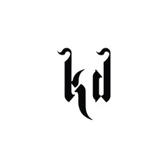 Obraz premium KD monogram logo design letter text name symbol monochrome logotype alphabet character simple logo