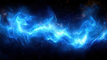 Blue cosmic energy flowing in starry space, nebula background, for VFX