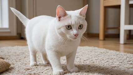 White british shorthair cat in the living room