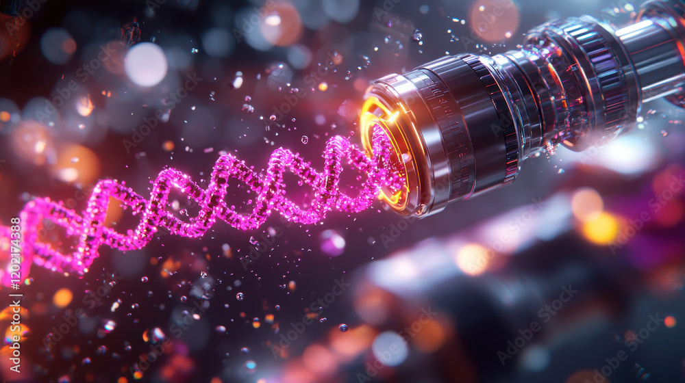 Poster detailed representation of nanoscale machines repairing with vibrant colors and intricate designs, showcasing advanced technology in dynamic environment