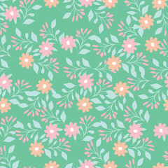 Cute hand drawn floral seamless pattern background