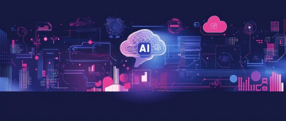 Obraz premium AI technology background with text 