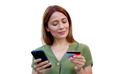 Happy woman shopping online