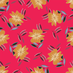 Cute hand drawn floral seamless pattern background