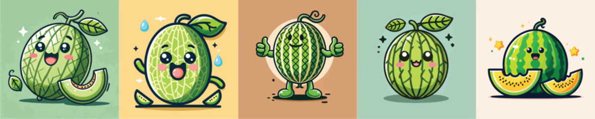 Watermelon fruit animation vector collection