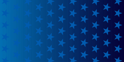 Star pattern on blue gradient background. America 4th of July Memorial or Independence day. Vector illustration.