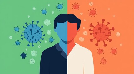disease vector flat design front view healthcare theme cartoon drawing Split-complementary color scheme 