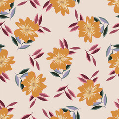 Cute hand drawn floral seamless pattern background