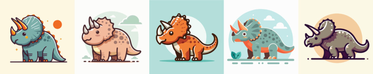 Triceratops vector set © ngentutgajah