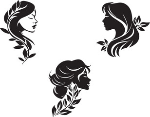 Silhouette of vintage woman face logo