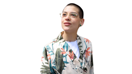 portrait of a beautiful, young short-haired woman