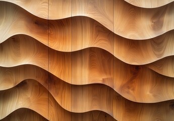 Smooth Curved Wooden Wall Panels Showcasing Elegant Grain Patterns and Natural Texture for Modern Interior Design, Architecture, and Decorative Elements