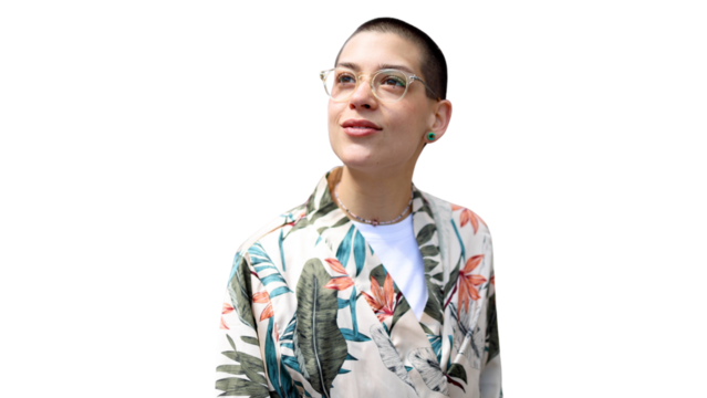 portrait of a beautiful, young short-haired woman