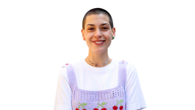 portrait of a beautiful, young short-haired woman