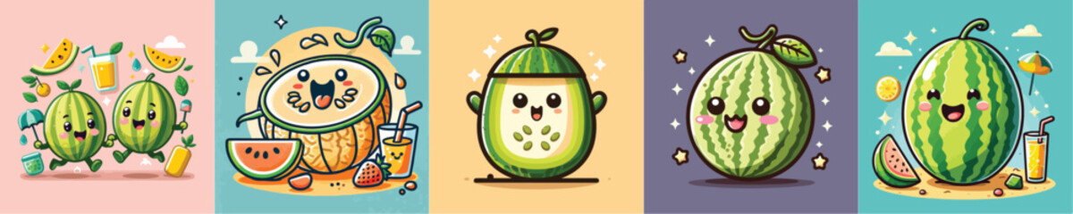 Watermelon fruit animation vector collection