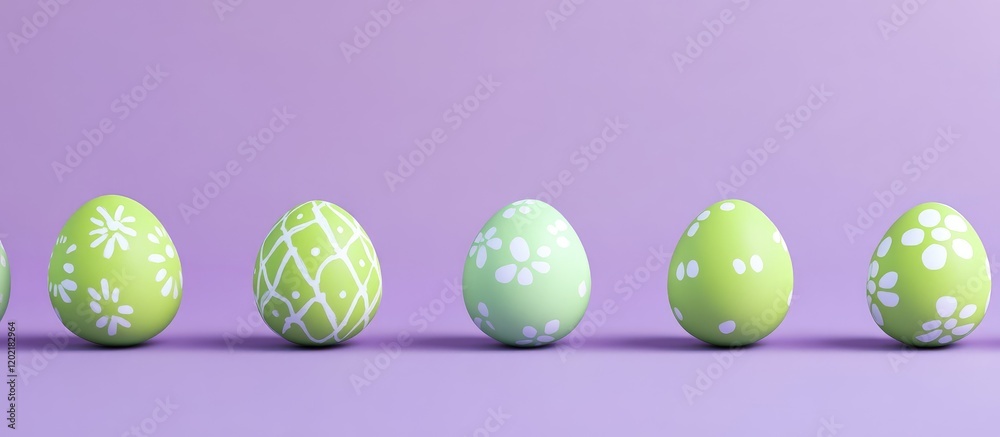 Poster colorful decorative easter eggs on a purple background with copy space for text. ideal for spring or