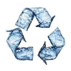Obraz premium A crumpled plastic bottle shaped to form the recycle symbol, representing attractive