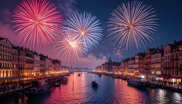 Fireworks Over The Venice City