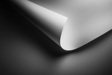 Curved blank paper on grey background