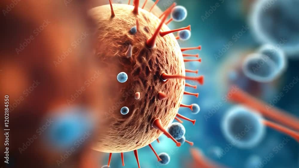 Poster Microscopic World: A close-up, abstract view of a microscopic organism, revealing intricate details of its structure and emphasizing the complexity of the unseen world.