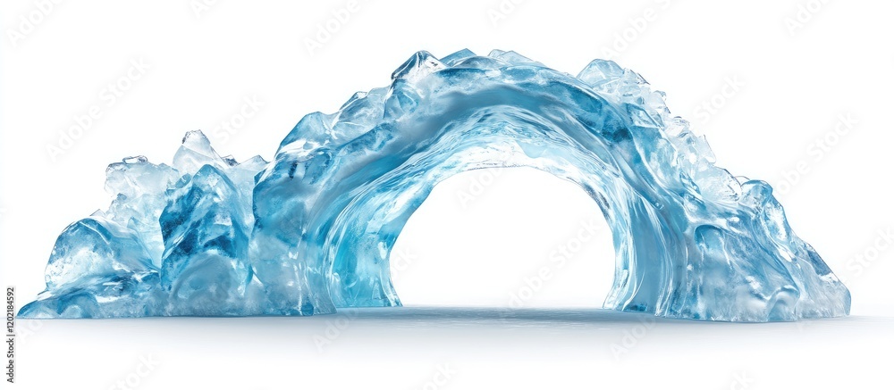 Poster Blue ocean wave with dynamic splashes isolated on white background Copy Space for text