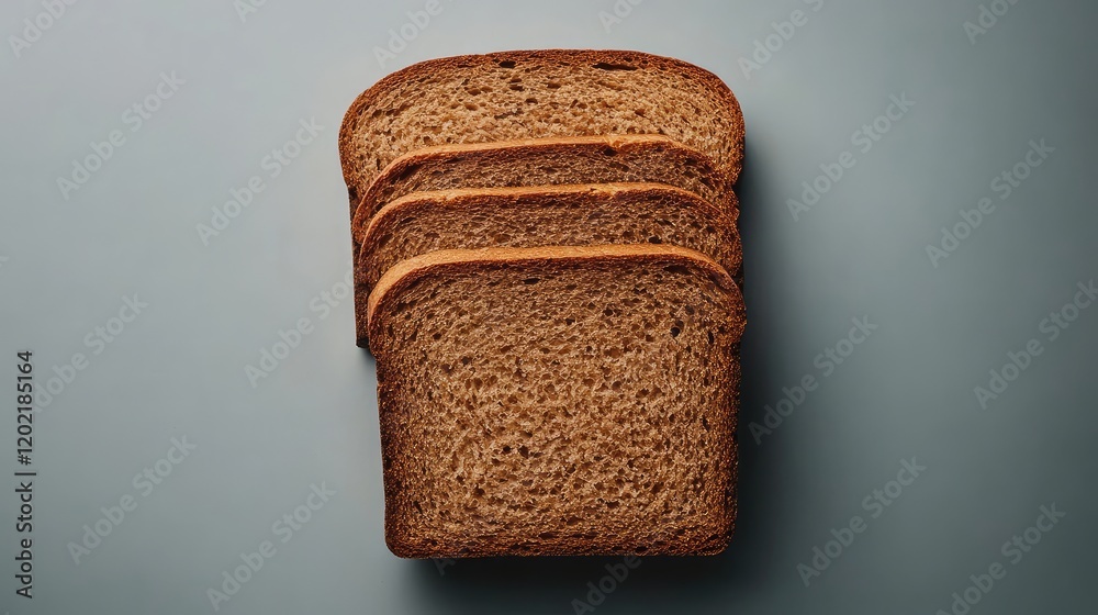Aufkleber sliced brown bread loaf on a flat surface with copy space for text placement