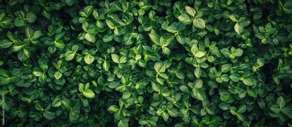 Poster green leaves texture background with dense foliage and natural patterns copy space