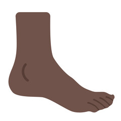 Cartoon Brown Foot Illustration, Minimalistic Clipart Isolated on White Background