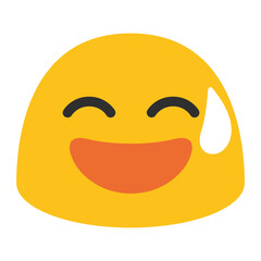 Cartoon Yellow Emoji with Sweat Drop Illustration, Minimalistic Clipart Isolated on White Background