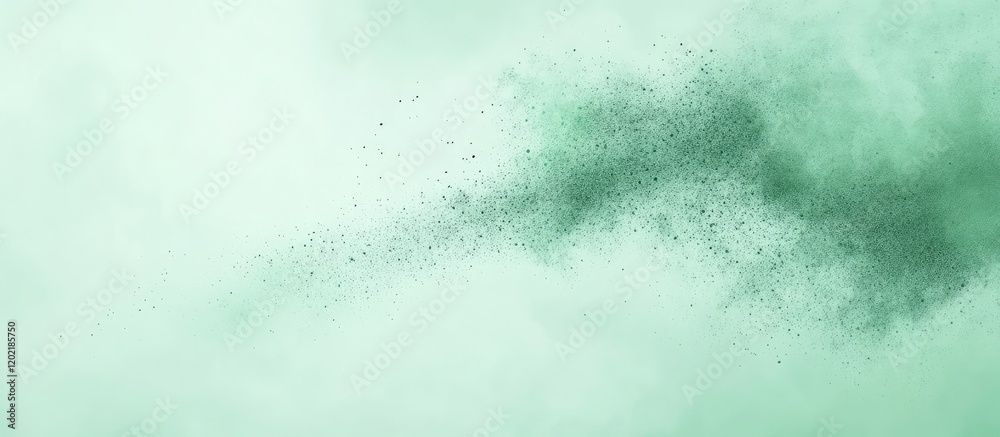 Aufkleber Green abstract powder explosion on a soft background with ample copy space for text overlay.