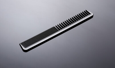 Plastic comb on black background close up