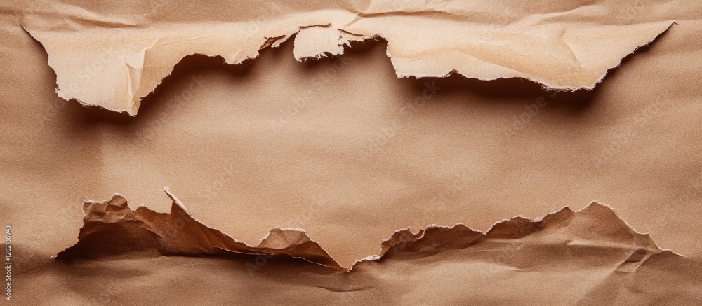 Aufkleber Torn brown paper texture with jagged edges and copy space for design or text placement