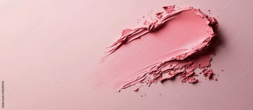 Poster Pink paint stroke on a soft pastel background with copy space for text usage