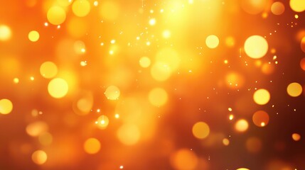 Golden bokeh background texture with soft blurred lights and warm orange tones ideal for creating a festive atmosphere Copy Space