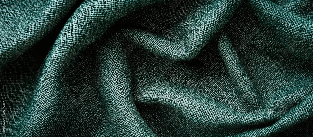 Poster green textured fabric background with soft draped appearance and subtle lighting, featuring copy spa