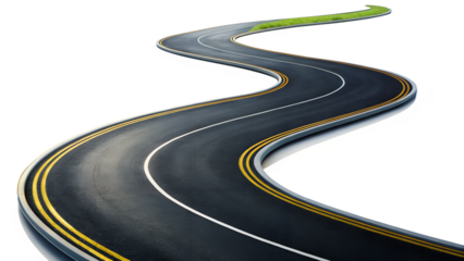 asphalt road isolated on white background