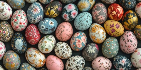 Painted Eggs on Table