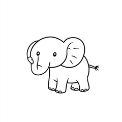 Cute cartoon elephant, isolated white background, children's book illustration