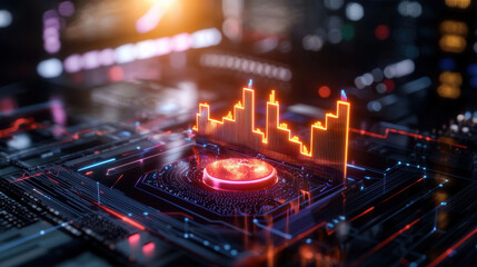 vibrant representation of financial summit with glowing data visualizations, showcasing dynamic graphs and digital elements in futuristic setting
