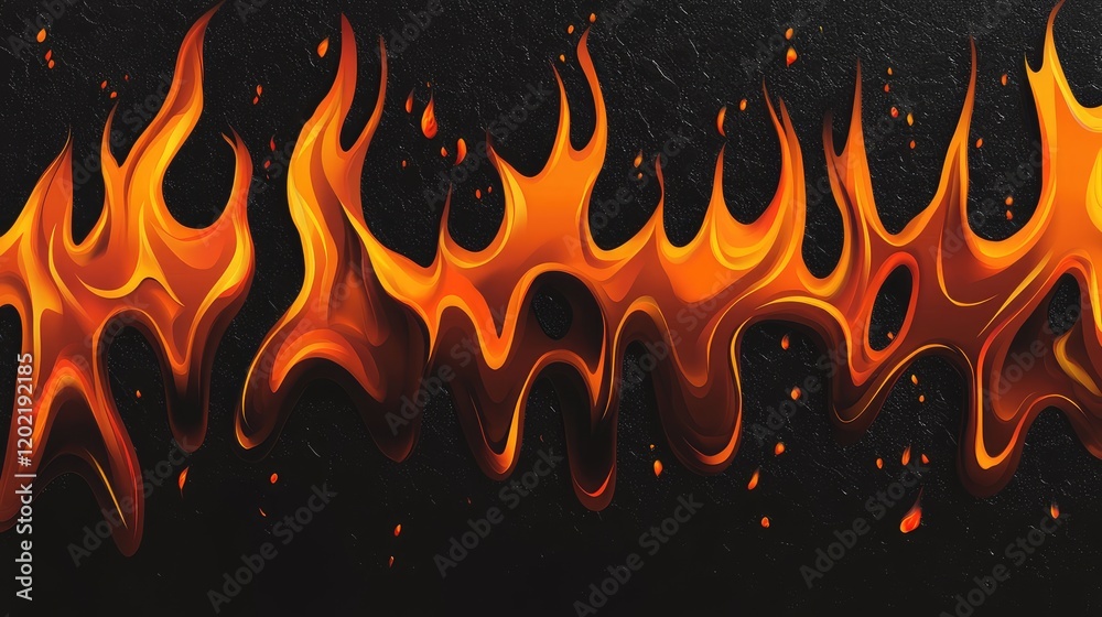 Poster colorful abstract flames on black background with smooth curves and dynamic flow featuring copy spac