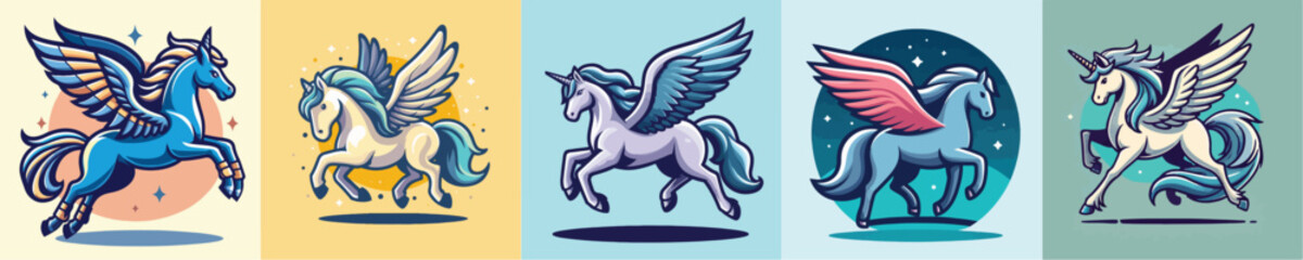 Pegasus mythological animal vector collection