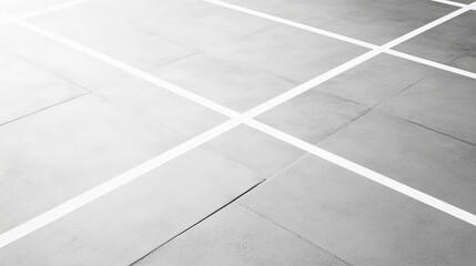 Fototapeta premium Empty concrete parking lot with white lines and a minimalistic design featuring ample Copy Space